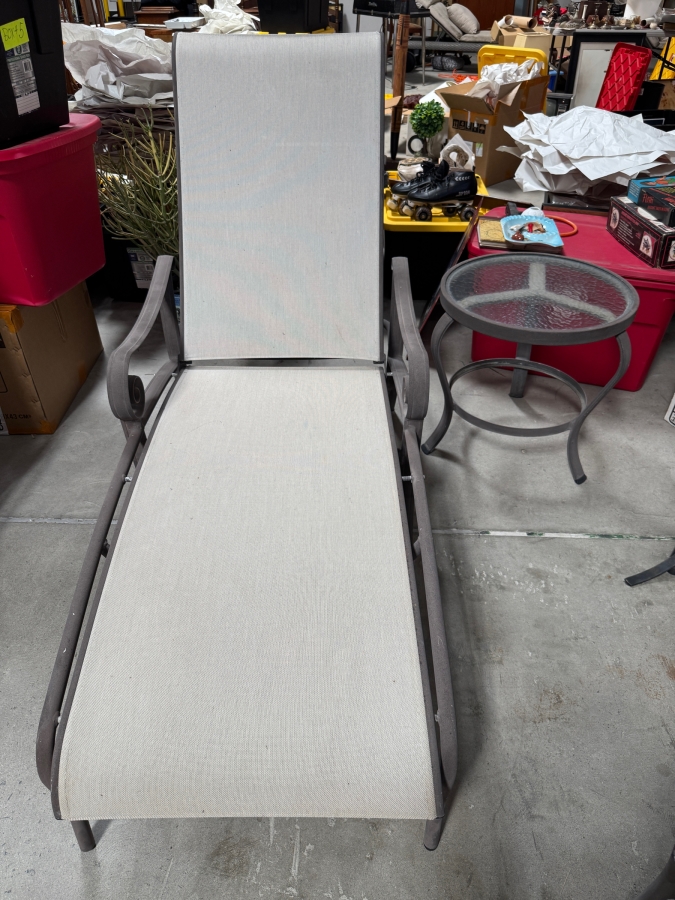 Just Added - Tropitone Cast Aluminum Outdoor Adjustable Chaise Lounge Chair With Glass Top Side Table [Photo 2]