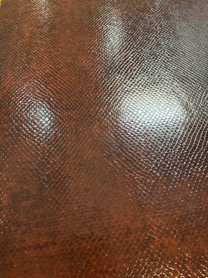 Just Added - Modern Parsons Style Rectangular Dining Table With Embossed Faux Lizard Leather Finish 60W X 36D X 29H [Photo 3]