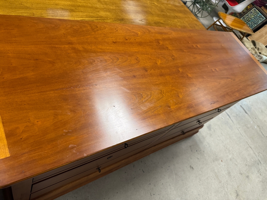 Just Added - National Mt Airy Cherry Wood Louis Philippe Style Eight Drawer Double Dresser 68.5W X 22D X 36H [Photo 3]
