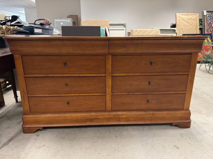 Just Added - National Mt Airy Cherry Wood Louis Philippe Style Eight Drawer Double Dresser 68.5W X 22D X 36H [Photo 2]