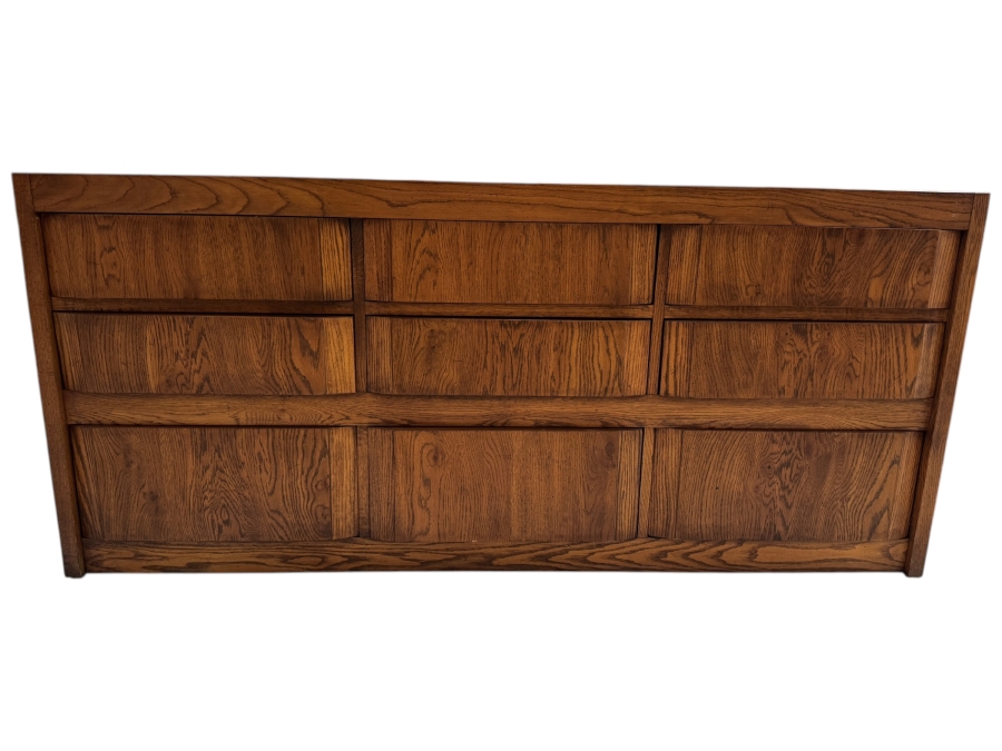 Just Added - Huntley By Thomasville Woodrun Collection Vintage Oak 9-Drawer Triple Dresser 66'W
