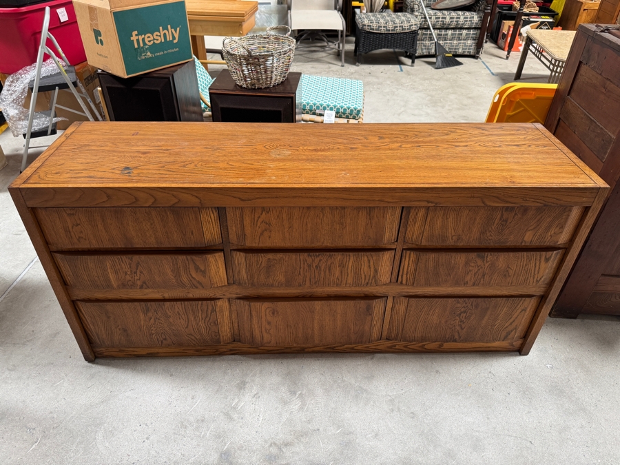 Just Added - Huntley By Thomasville Woodrun Collection Vintage Oak 9-Drawer Triple Dresser 66'W [Photo 2]