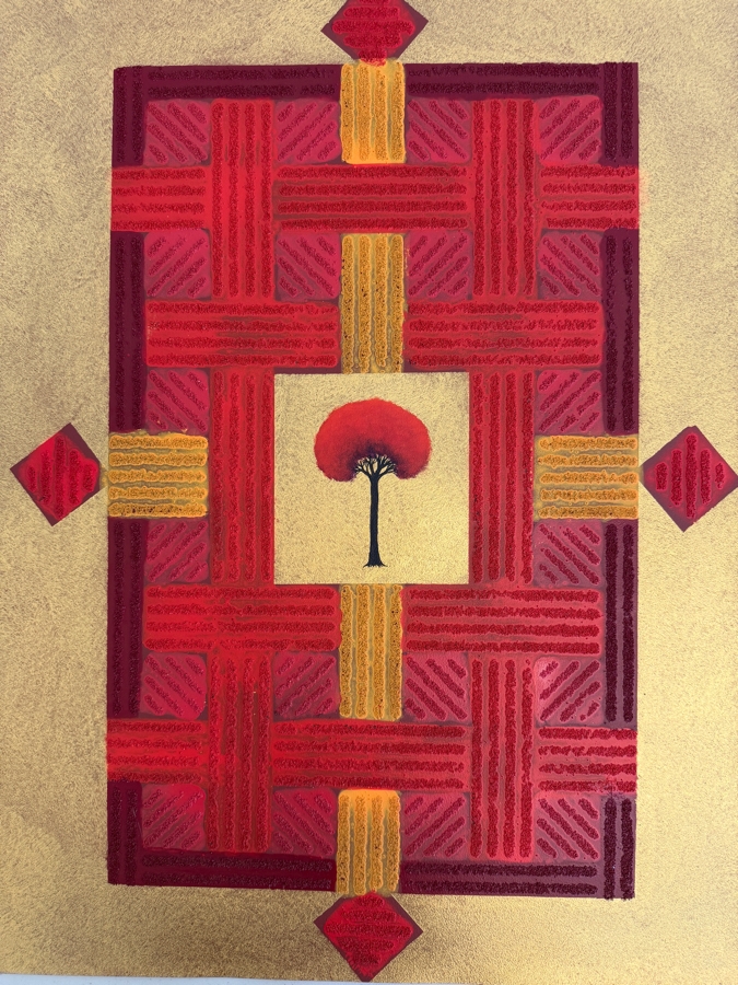 Gerrit Greve (1948-2024, Cardiff by the Sea, CA) Original Mixed-Media Acrylic / Sand Painting On Paper Titled 'Tree Relic - 5' 2002 Signed Verso 20 X 26 Estimate $500 - $700 [Photo 2]