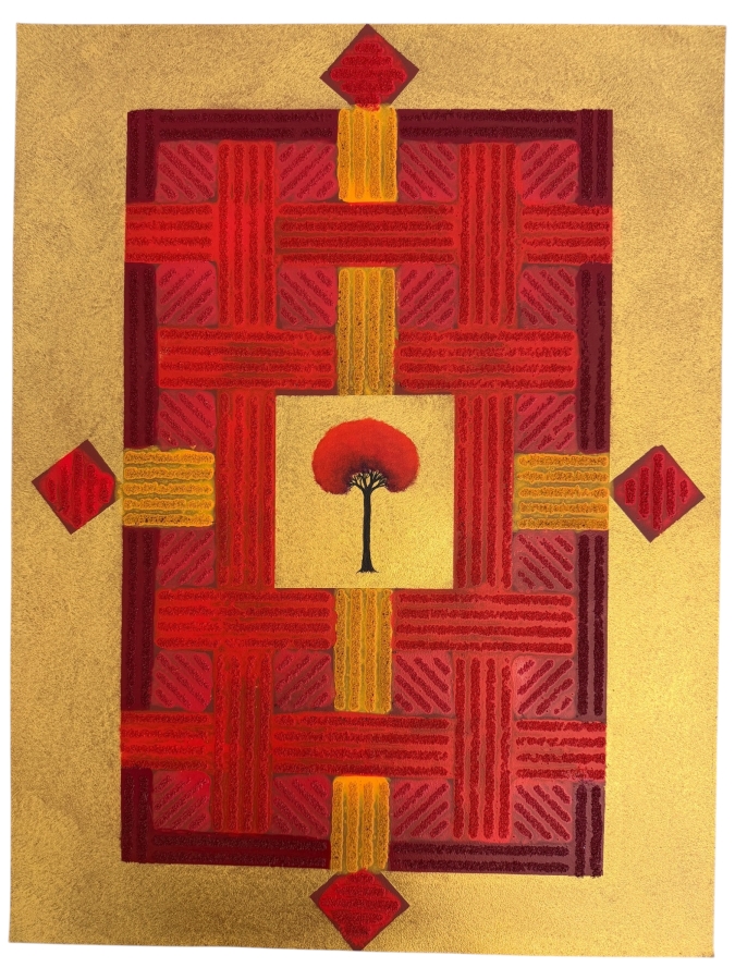 Gerrit Greve (1948-2024, Cardiff by the Sea, CA) Original Mixed-Media Acrylic / Sand Painting On Paper Titled 'Tree Relic - 5' 2002 Signed Verso 20 X 26 Estimate $500 - $700