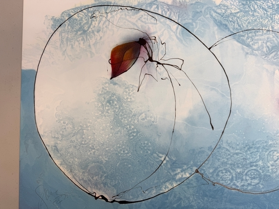 Gerrit Greve (1948-2024, Cardiff by the Sea, CA) Original Acrylic Painting On Paper Titled '2 Powder Blue Passions' 1987 Signed Lower Left 26 X 20 Estimate $500 - $700 [Photo 2]