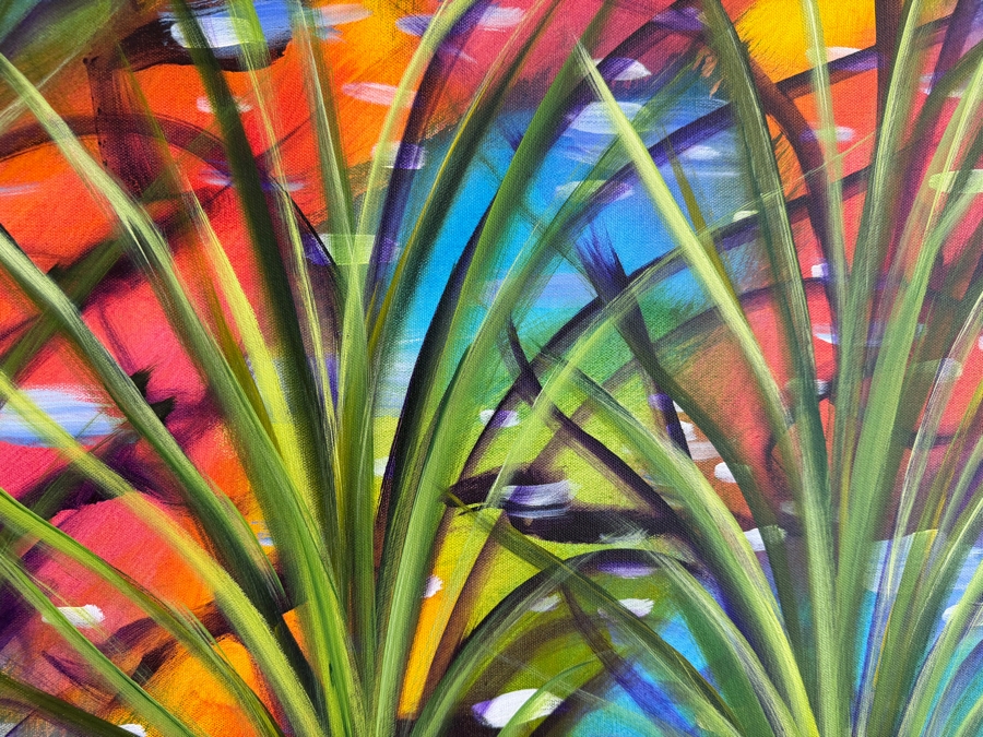 Gerrit Greve (1948-2024, Cardiff by the Sea, CA) Original Acrylic Painting On Canvas Titled 'Reeds' 2021 Signed Verso 40 X 30 Estimate $1,200 - $1,500 [Photo 2]