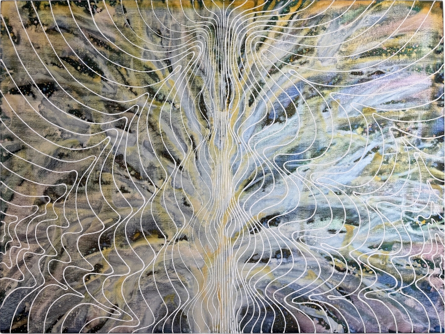 Gerrit Greve (1948-2024, Cardiff by the Sea, CA) Original Acrylic Mixed-Media Sand Painting On Canvas Titled 'Journey 230 Tree of Water' 2009 Signed Verso 40 X 30 Estimate $1,200 - $1,500