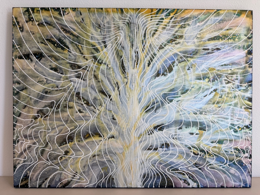 Gerrit Greve (1948-2024, Cardiff by the Sea, CA) Original Acrylic Mixed-Media Sand Painting On Canvas Titled 'Journey 230 Tree of Water' 2009 Signed Verso 40 X 30 Estimate $1,200 - $1,500 [Photo 2]