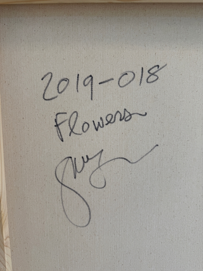 Gerrit Greve (1948-2024, Cardiff by the Sea, CA) Original Acrylic Painting On Canvas Titled 'Flowers' 2019 Signed Bottom Left And Verso 30 X 40 Estimate $1,200 - $1,500 [Photo 8]