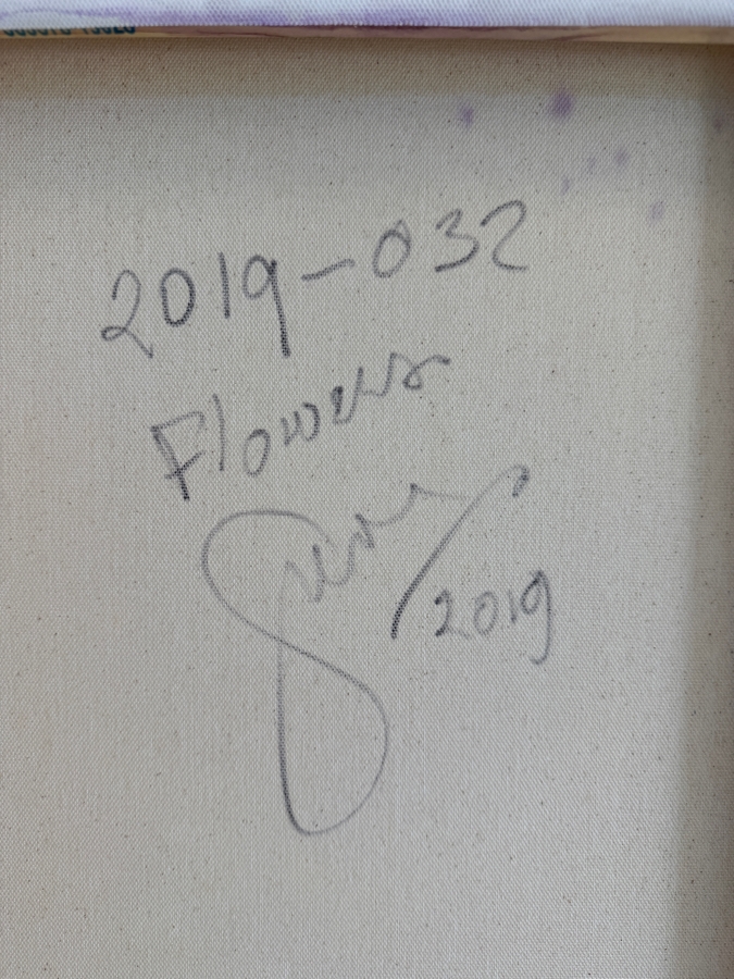 Gerrit Greve (1948-2024, Cardiff by the Sea, CA) Original Acrylic Painting On Canvas Titled 'Flowers' 2019 Signed Bottom Left And Verso 30 X 40 Estimate $1,200 - $1,500 [Photo 8]