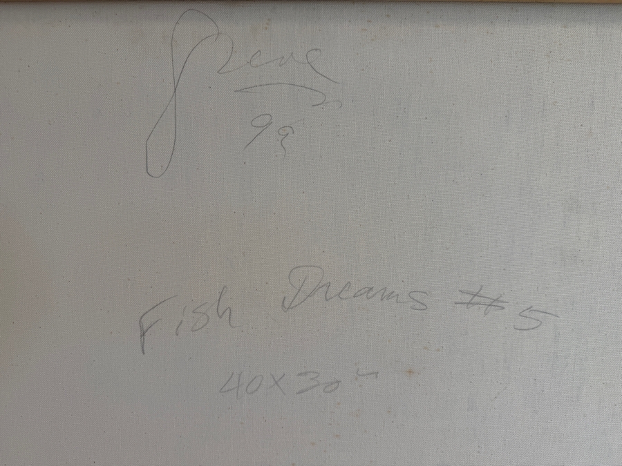 Gerrit Greve (1948-2024, Cardiff by the Sea, CA) Original Acrylic Mixed-Media Sand Painting On Canvas Titled 'Fish Dreams #5' 1999 Signed Verso 30 X 40 Estimate $1,200 - $1,500 [Photo 7]