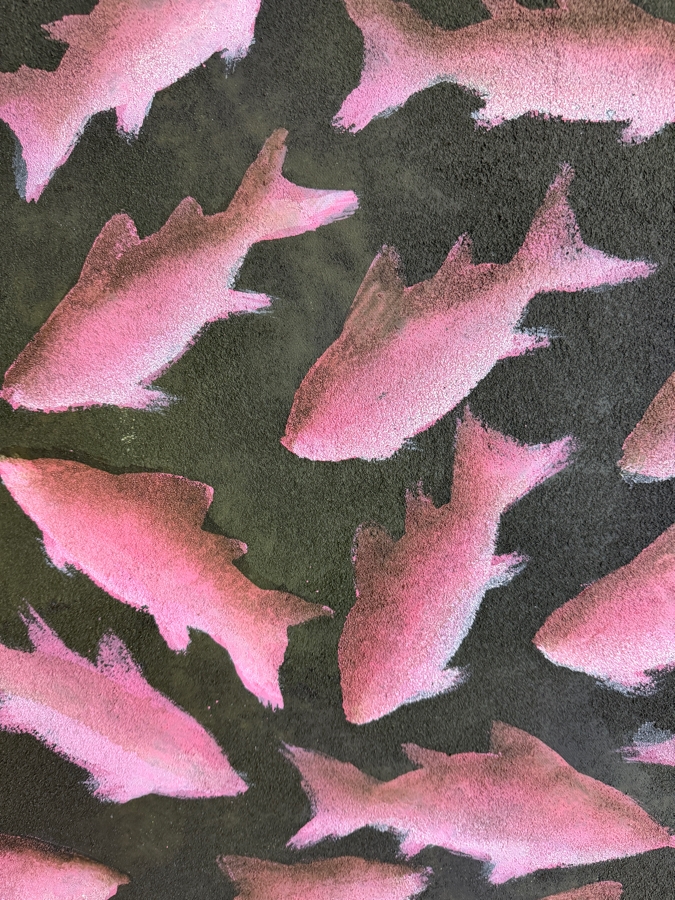 Gerrit Greve (1948-2024, Cardiff by the Sea, CA) Original Acrylic Mixed-Media Sand Painting On Canvas Titled 'Fish Dreams #5' 1999 Signed Verso 30 X 40 Estimate $1,200 - $1,500 [Photo 3]
