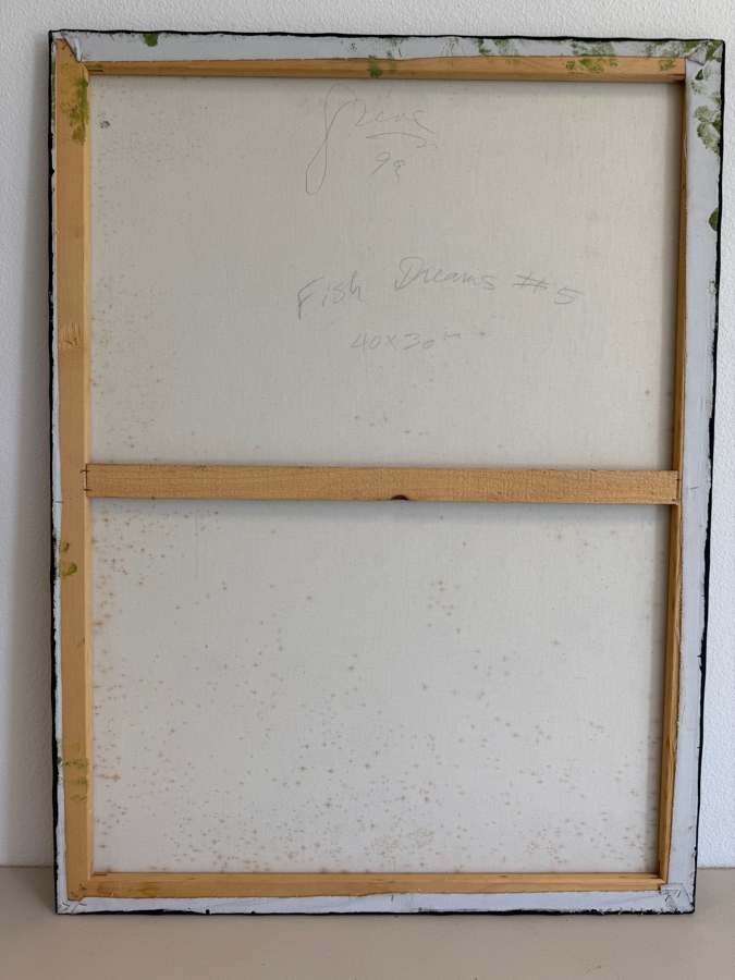 Gerrit Greve (1948-2024, Cardiff by the Sea, CA) Original Acrylic Mixed-Media Sand Painting On Canvas Titled 'Fish Dreams #5' 1999 Signed Verso 30 X 40 Estimate $1,200 - $1,500 [Photo 6]