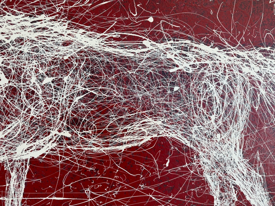 Gerrit Greve (1948-2024, Cardiff by the Sea, CA) Original Acrylic Drip Painting On Canvas Titled 'Very Impatient' Signed Upper Right 40 X 30 Estimate $1,200 - $1,500 [Photo 4]