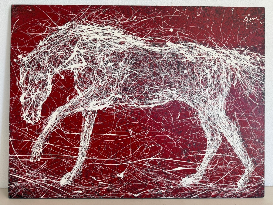 Gerrit Greve (1948-2024, Cardiff by the Sea, CA) Original Acrylic Drip Painting On Canvas Titled 'Very Impatient' Signed Upper Right 40 X 30 Estimate $1,200 - $1,500 [Photo 2]