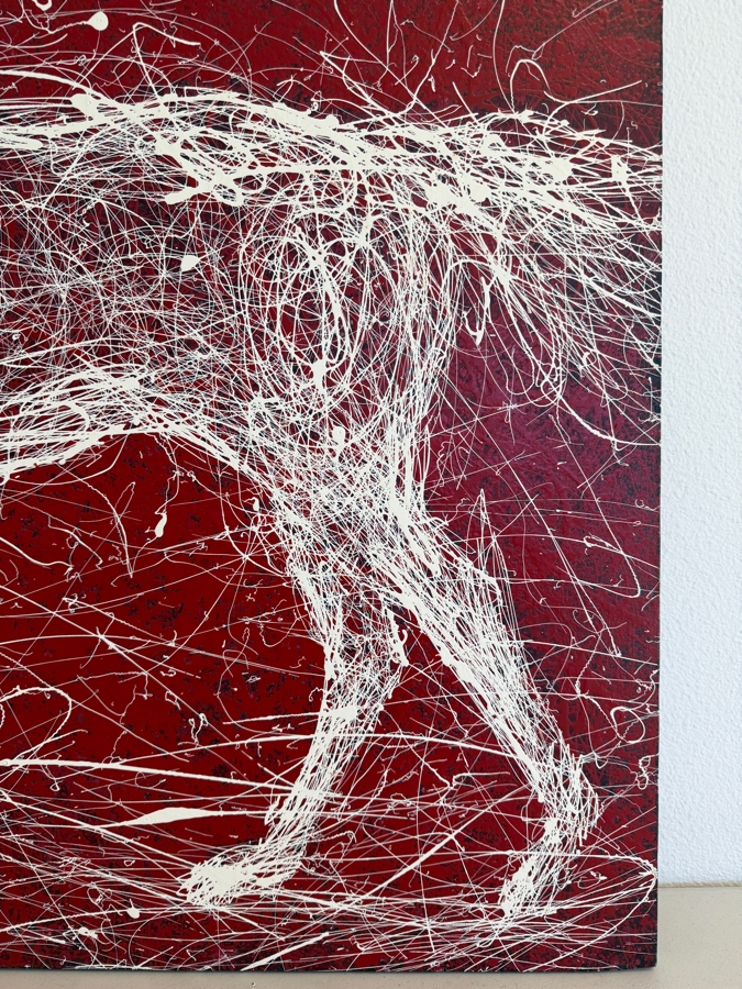 Gerrit Greve (1948-2024, Cardiff by the Sea, CA) Original Acrylic Drip Painting On Canvas Titled 'Very Impatient' Signed Upper Right 40 X 30 Estimate $1,200 - $1,500 [Photo 5]
