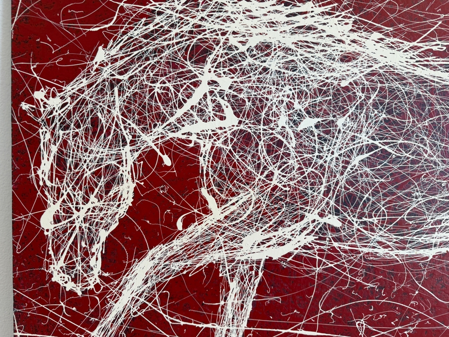 Gerrit Greve (1948-2024, Cardiff by the Sea, CA) Original Acrylic Drip Painting On Canvas Titled 'Very Impatient' Signed Upper Right 40 X 30 Estimate $1,200 - $1,500 [Photo 3]