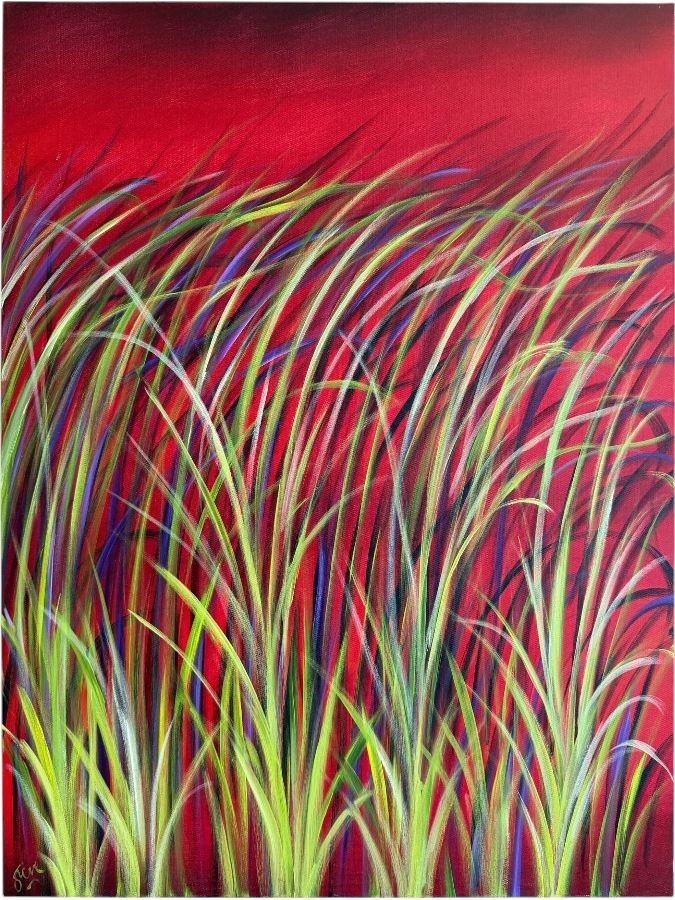 Gerrit Greve (1948-2024, Cardiff by the Sea, CA) Original Acrylic Painting On Canvas Titled 'Reeds 0327' 2021 Signed Bottom Left and Verso 30 X 40 Estimate $1,200 - $1,500
