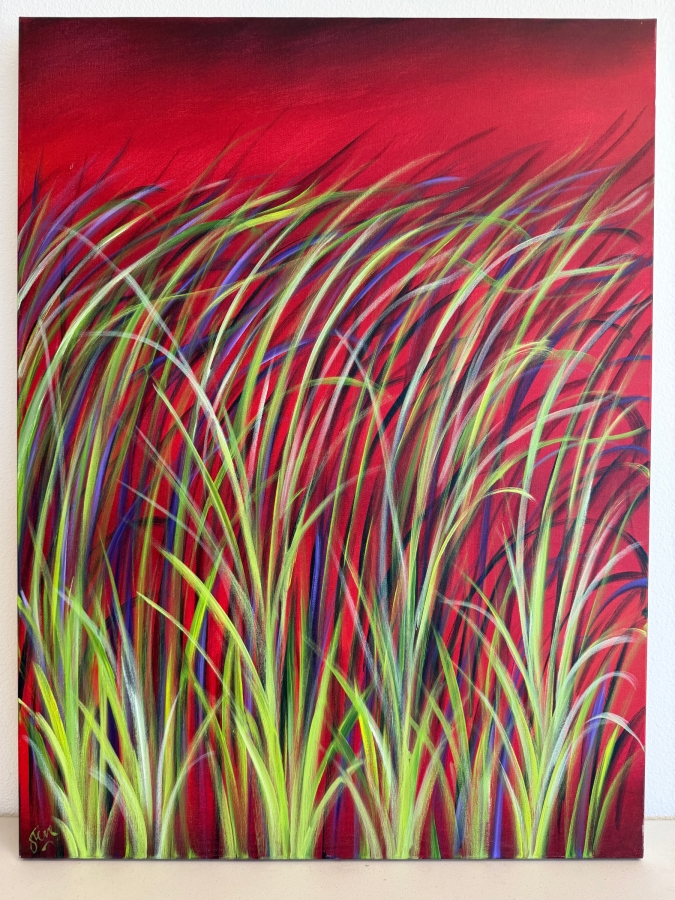 Gerrit Greve (1948-2024, Cardiff by the Sea, CA) Original Acrylic Painting On Canvas Titled 'Reeds 0327' 2021 Signed Bottom Left and Verso 30 X 40 Estimate $1,200 - $1,500 [Photo 2]
