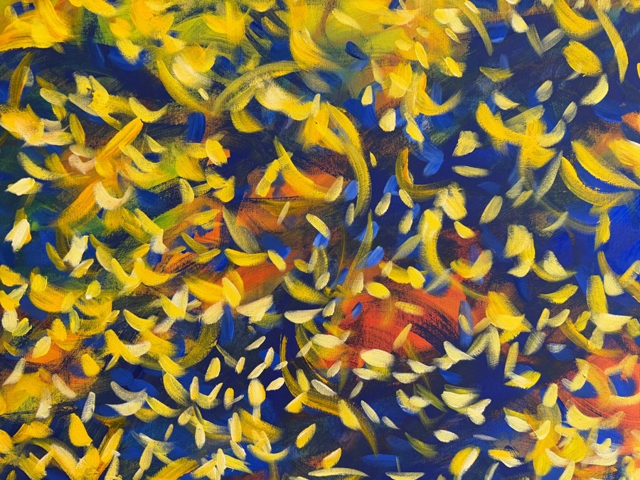 Gerrit Greve (1948-2024, Cardiff by the Sea, CA) Original Acrylic Painting On Canvas Titled 'Emperor's Glory' 1997 Signed Verso 30 X 40 Estimate $1,200 - $1,500 [Photo 3]