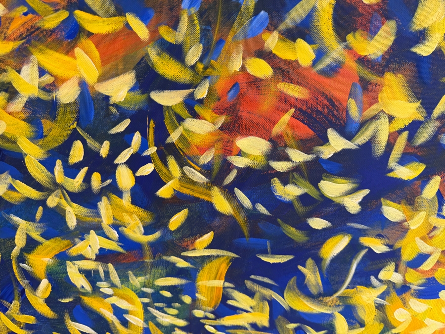 Gerrit Greve (1948-2024, Cardiff by the Sea, CA) Original Acrylic Painting On Canvas Titled 'Emperor's Glory' 1997 Signed Verso 30 X 40 Estimate $1,200 - $1,500 [Photo 5]