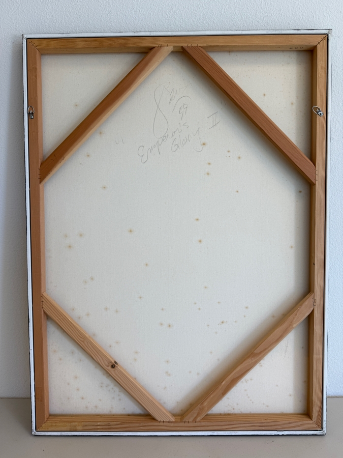Gerrit Greve (1948-2024, Cardiff by the Sea, CA) Original Acrylic Painting On Canvas Titled 'Emperor's Glory II' 1997 Signed Verso 30 X 40 Estimate $1,200 - $1,500 [Photo 6]