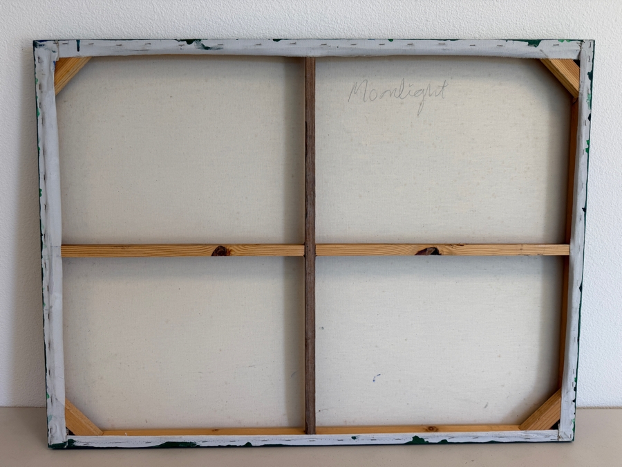 Gerrit Greve (1948-2024, Cardiff by the Sea, CA) Original Acrylic Mixed-Media Sand Painting On Canvas Titled 'Moonlight' Unsigned With COA 40 X 30 Estimate $1,200 - $1,500 [Photo 6]