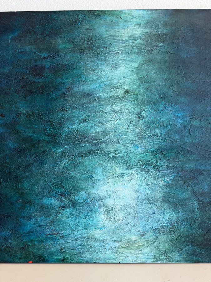 Gerrit Greve (1948-2024, Cardiff by the Sea, CA) Original Acrylic Mixed-Media Sand Painting On Canvas Titled 'Moonlight' Unsigned With COA 40 X 30 Estimate $1,200 - $1,500 [Photo 3]