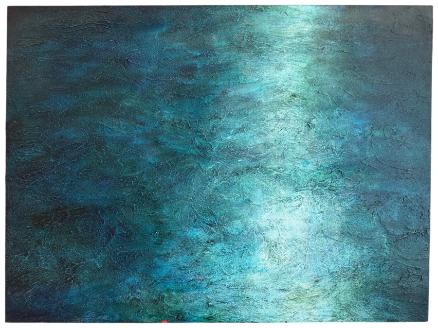 Gerrit Greve (1948-2024, Cardiff by the Sea, CA) Original Acrylic Mixed-Media Sand Painting On Canvas Titled 'Moonlight' Unsigned With COA 40 X 30 Estimate $1,200 - $1,500