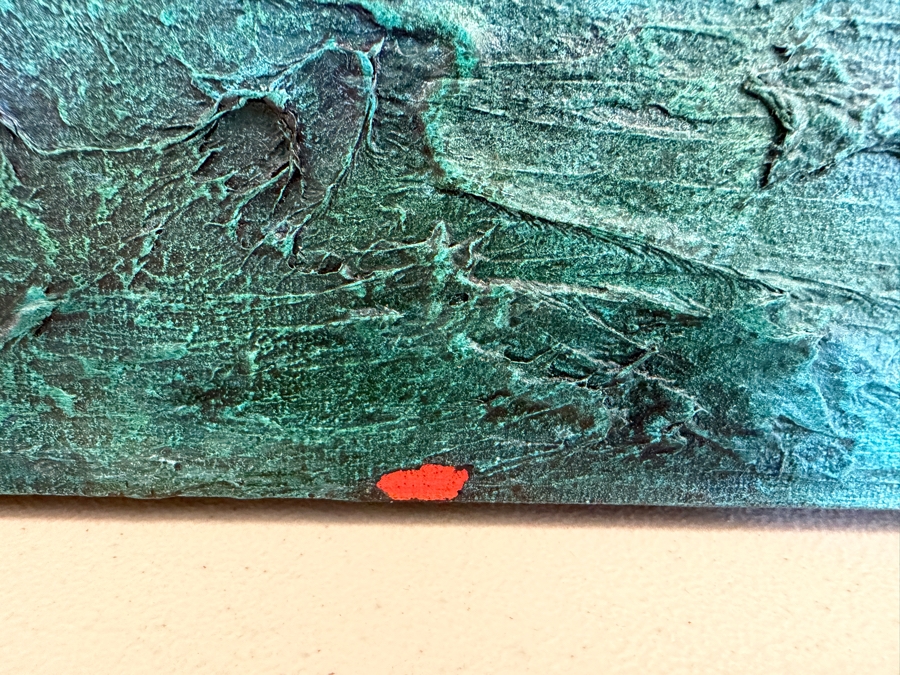 Gerrit Greve (1948-2024, Cardiff by the Sea, CA) Original Acrylic Mixed-Media Sand Painting On Canvas Titled 'Moonlight' Unsigned With COA 40 X 30 Estimate $1,200 - $1,500 [Photo 4]