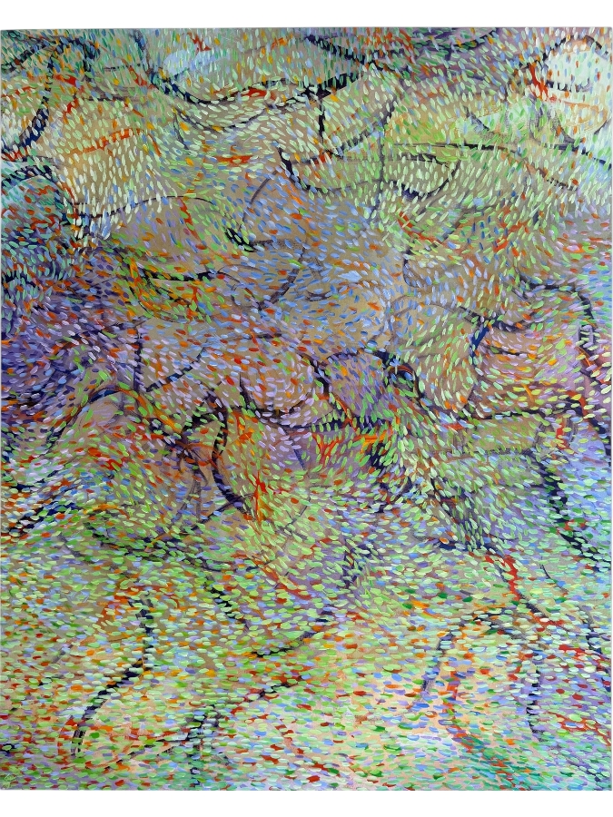 Gerrit Greve (1948-2024, Cardiff by the Sea, CA) Original Acrylic Painting On Canvas Titled 'New Life' 1998 Signed Verso 48 X 60 Estimate $2,900 - $3,600