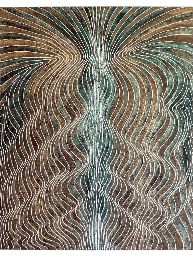 Gerrit Greve (1948-2024, Cardiff by the Sea, CA) Original Acrylic Mixed-Media Sand Painting On Canvas Titled 'Journey 148' 2007 Signed Verso 48 X 60 Estimate $2,900 - $3,600