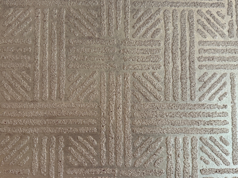 Gerrit Greve (1948-2024, Cardiff by the Sea, CA) Original Acrylic Sand Painting On Canvas Titled '5 Coin Trinitree' Signed Verso 48 X 60 Estimate $2,900 - $3,600 [Photo 7]