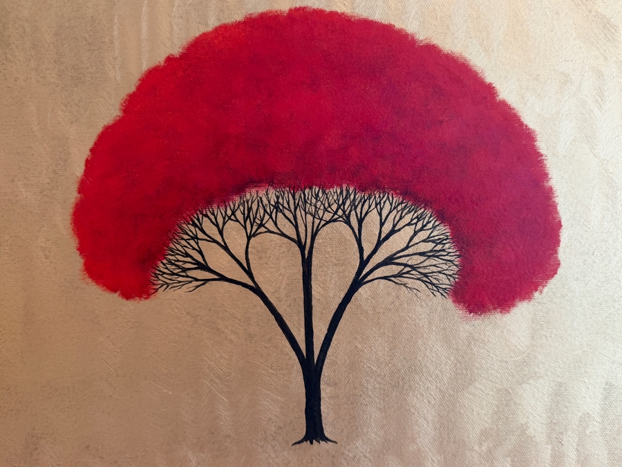 Gerrit Greve (1948-2024, Cardiff by the Sea, CA) Original Acrylic Sand Painting On Canvas Titled '5 Coin Trinitree' Signed Verso 48 X 60 Estimate $2,900 - $3,600 [Photo 5]