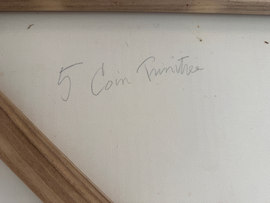 Gerrit Greve (1948-2024, Cardiff by the Sea, CA) Original Acrylic Sand Painting On Canvas Titled '5 Coin Trinitree' Signed Verso 48 X 60 Estimate $2,900 - $3,600 [Photo 11]
