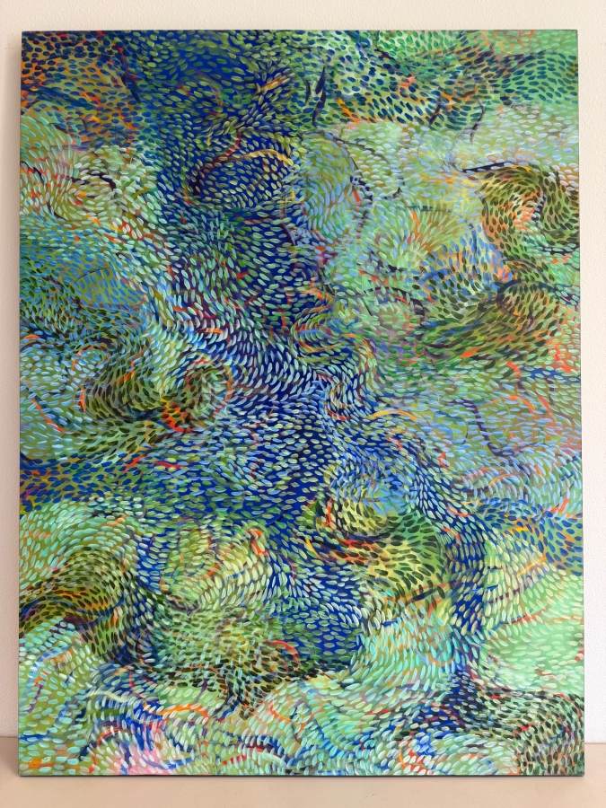 Gerrit Greve (1948-2024, Cardiff by the Sea, CA) Original Acrylic Painting On Canvas Titled 'Secret Waters #2' 1996 Signed Verso 45 X 60 Estimate $2,900 - $3,600 [Photo 2]