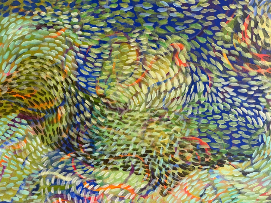 Gerrit Greve (1948-2024, Cardiff by the Sea, CA) Original Acrylic Painting On Canvas Titled 'Secret Waters #2' 1996 Signed Verso 45 X 60 Estimate $2,900 - $3,600 [Photo 4]