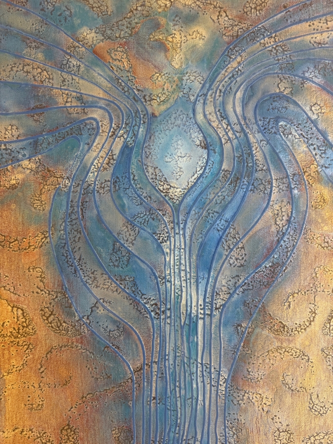 Gerrit Greve (1948-2024, Cardiff by the Sea, CA) Original Acrylic Mixed-Media Sand Painting On Canvas Titled 'Journey 119' 2007 Signed Verso 24 X 48 Estimate $1,200 - $1,400 [Photo 3]