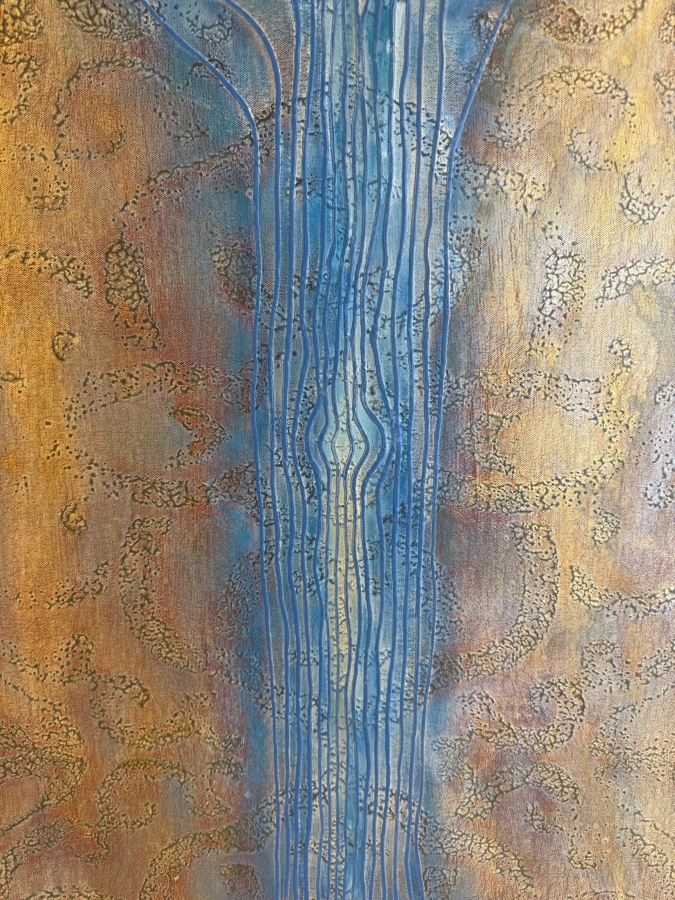 Gerrit Greve (1948-2024, Cardiff by the Sea, CA) Original Acrylic Mixed-Media Sand Painting On Canvas Titled 'Journey 119' 2007 Signed Verso 24 X 48 Estimate $1,200 - $1,400 [Photo 4]