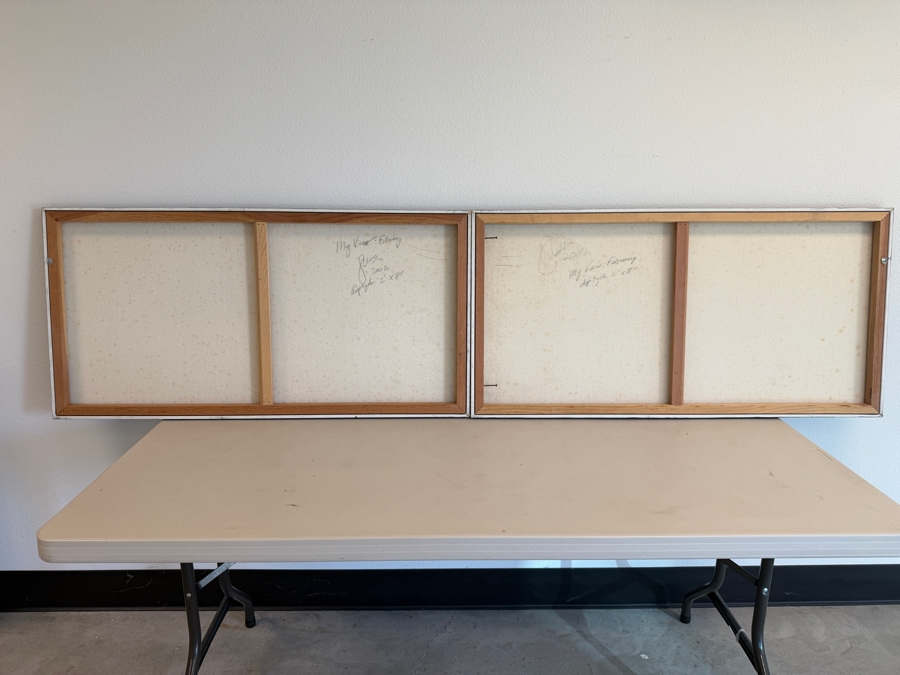 Gerrit Greve (1948-2024, Cardiff by the Sea, CA) Original Acrylic Diptych Painting On Canvas Titled 'My View February' 2002 Signed Verso 96 X 24 Estimate $2,400 - $2,800 [Photo 9]
