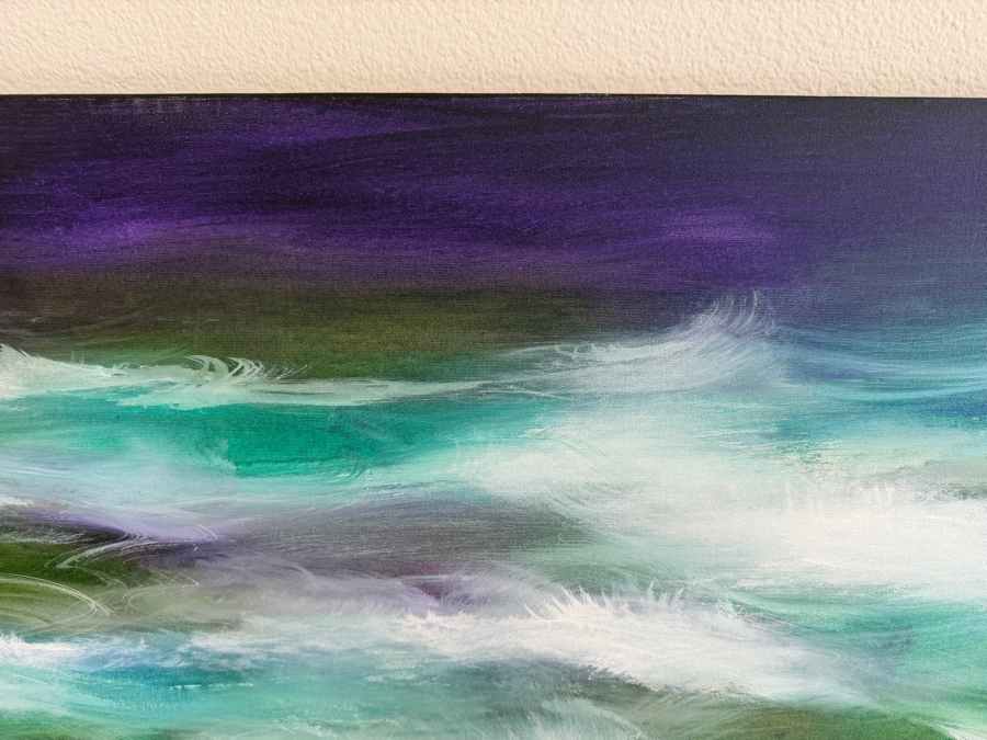 Gerrit Greve (1948-2024, Cardiff by the Sea, CA) Original Acrylic Diptych Painting On Canvas Titled 'My View February' 2002 Signed Verso 96 X 24 Estimate $2,400 - $2,800 [Photo 7]