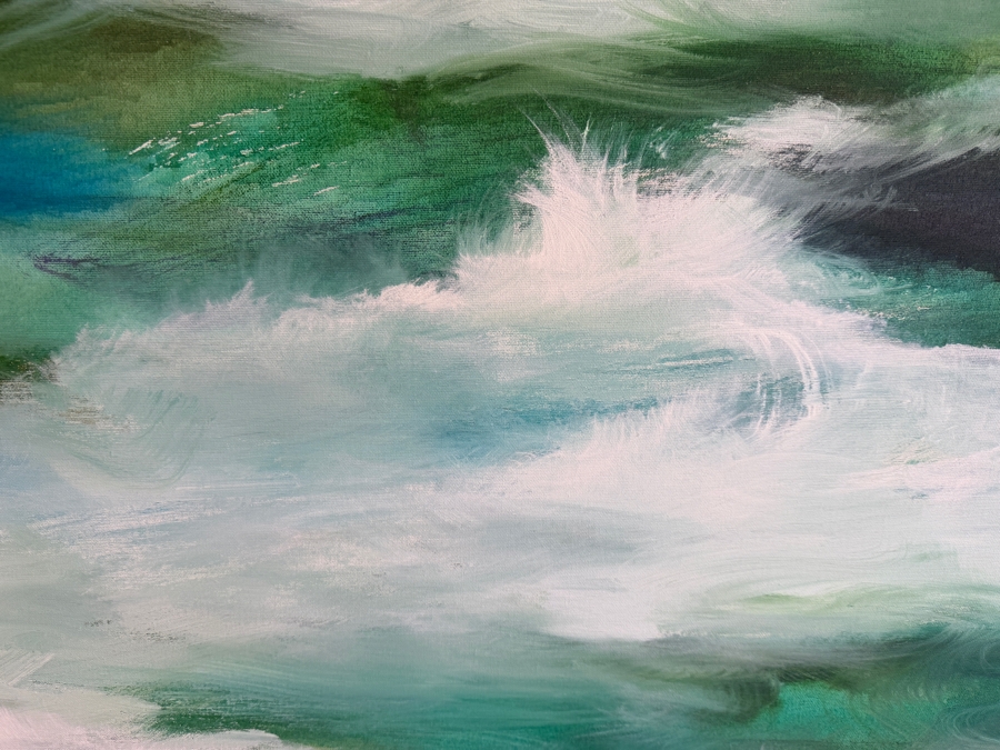 Gerrit Greve (1948-2024, Cardiff by the Sea, CA) Original Acrylic Diptych Painting On Canvas Titled 'My View February' 2002 Signed Verso 96 X 24 Estimate $2,400 - $2,800 [Photo 5]