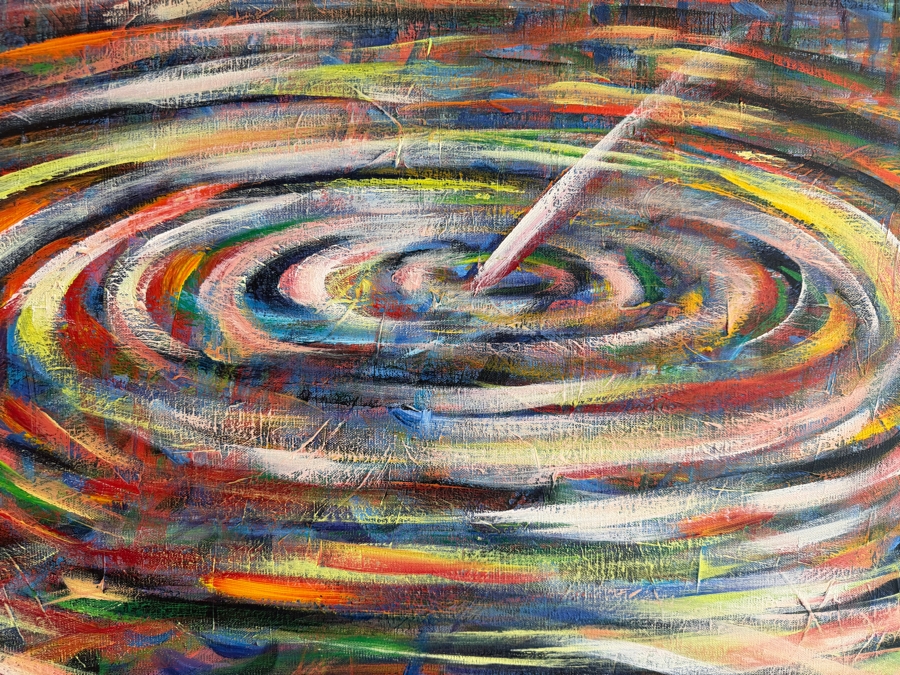 Gerrit Greve (1948-2024, Cardiff by the Sea, CA) Original Acrylic Diptych Painting On Canvas Titled 'Double Splash Evidence' Signed Verso 30 X 48 Estimate $1,400 - $1,800 [Photo 5]