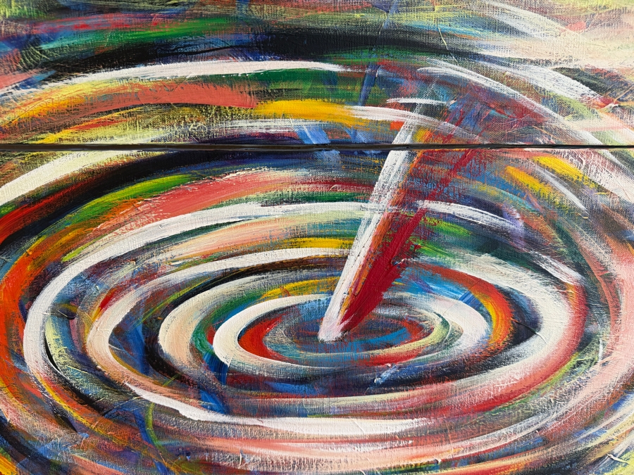 Gerrit Greve (1948-2024, Cardiff by the Sea, CA) Original Acrylic Diptych Painting On Canvas Titled 'Double Splash Evidence' Signed Verso 30 X 48 Estimate $1,400 - $1,800 [Photo 4]