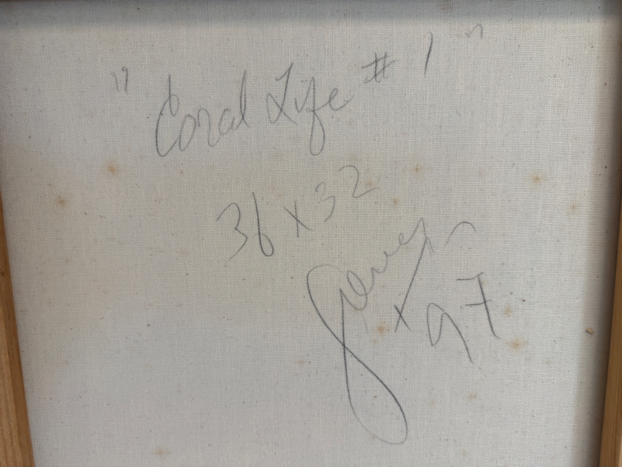 Gerrit Greve (1948-2024, Cardiff by the Sea, CA) Original Acrylic Painting On Canvas Titled 'Coral Life #1' 1997 Signed Verso 32 X 36 Estimate $2,500 - $2,900 [Photo 4]