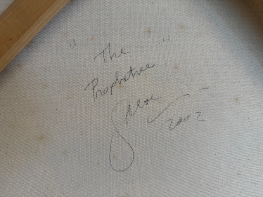 Gerrit Greve (1948-2024, Cardiff by the Sea, CA) Original Acrylic Mixed-Media Sand Painting On Canvas Titled 'The Prophetree' 2002 Signed Verso 36 X 36 Estimate $1,300 - $1,600 [Photo 9]