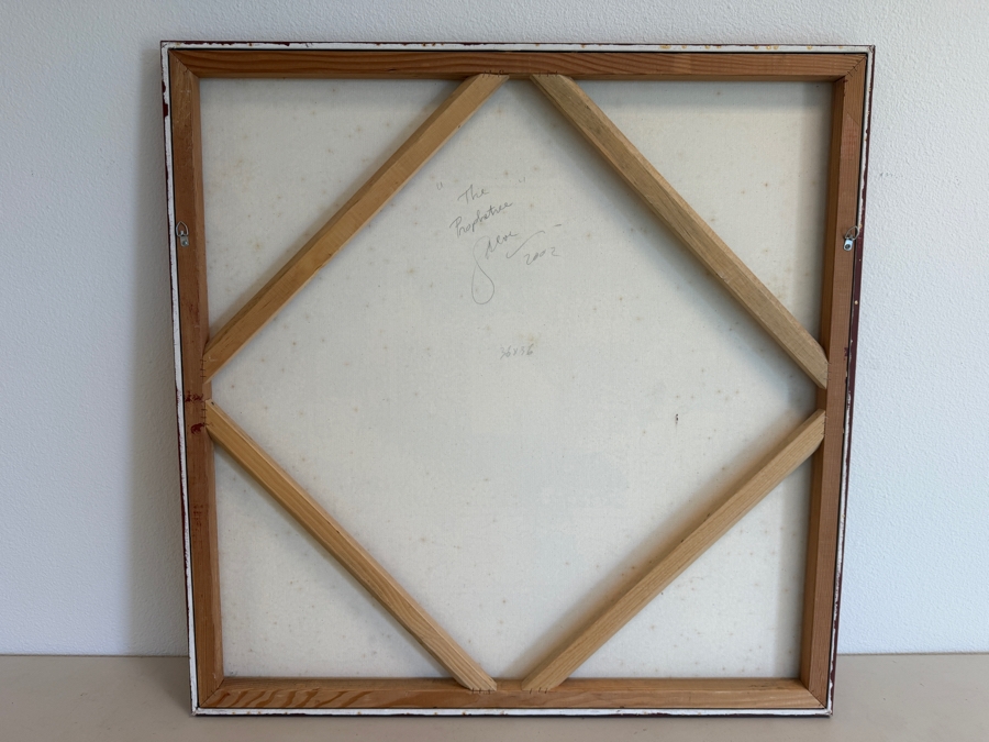 Gerrit Greve (1948-2024, Cardiff by the Sea, CA) Original Acrylic Mixed-Media Sand Painting On Canvas Titled 'The Prophetree' 2002 Signed Verso 36 X 36 Estimate $1,300 - $1,600 [Photo 8]
