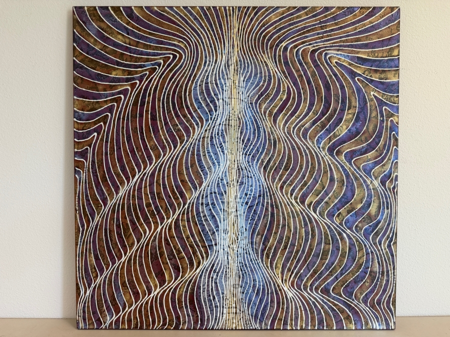 Gerrit Greve (1948-2024, Cardiff by the Sea, CA) Original Acrylic Mixed-Media Sand Painting On Canvas Titled 'Travels Revisited' 2008 Signed Verso 36 X 36 Estimate $1,300 - $1,600 [Photo 2]