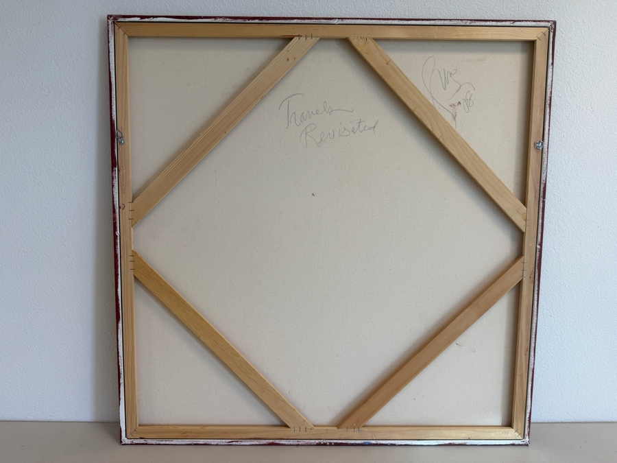 Gerrit Greve (1948-2024, Cardiff by the Sea, CA) Original Acrylic Mixed-Media Sand Painting On Canvas Titled 'Travels Revisited' 2008 Signed Verso 36 X 36 Estimate $1,300 - $1,600 [Photo 6]