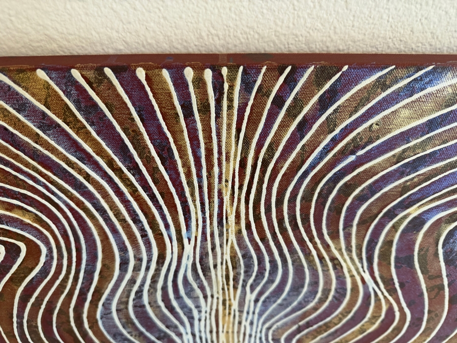 Gerrit Greve (1948-2024, Cardiff by the Sea, CA) Original Acrylic Mixed-Media Sand Painting On Canvas Titled 'Travels Revisited' 2008 Signed Verso 36 X 36 Estimate $1,300 - $1,600 [Photo 5]